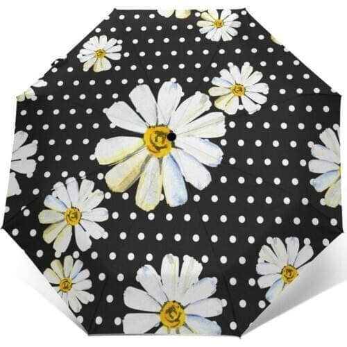 Automatic Umbrella Peas And Watercolor Camomiles three-fold umbrella women men rain umbrella