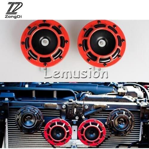 1Pair Car Horn Red Electric Blast Tone Horn Kit car-styling For BMW Lada Toyota Ford KIA Renault Opel Mazda Peugeot Accessories