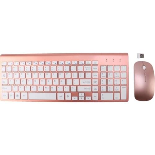 Smooth Body 2.4GHz Wireless Keyboard and Mouse Combo 102 Keys Low-noise Wireless Keyboard Mouse for Mac Pc WindowsXP/7/10 Tv Box