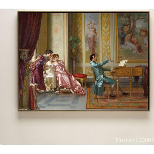 No frame lot set classical court figures childe and miss canvas printings oil painting printed on cotton wall art decoration