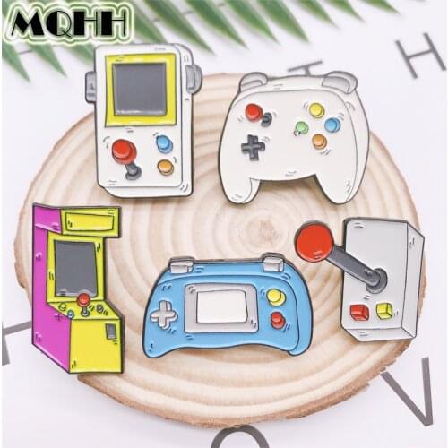 Cartoon cute retro game console handle rocker childhood memories enamel brooch alloy badge denim clothes pin sweet jewelry gift