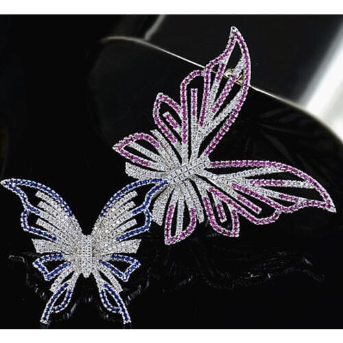 New Crystal Fashion Colorful Double Butterfly Brooch For Women Alloy Rhinestone Animal Pins Suit Decoration Jewelry