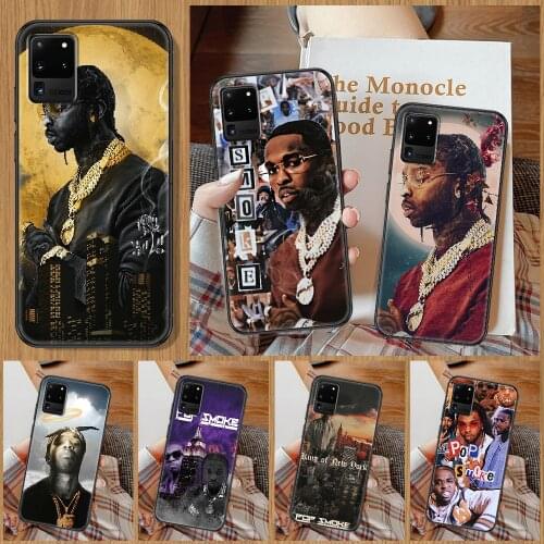 Pop Smoke Rapper Phone case For Samsung Galaxy Note 4 8 9 10 20 S8 S9 S10 S10E S20 Plus UITRA Ultra black pretty back 3D