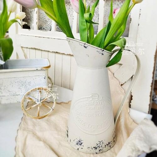 Rustic Vase Iron Bucket Flower Arrangement Container Garden Plant Metal Ornaments Jardineria Decoracion Home Decoration EF50FP