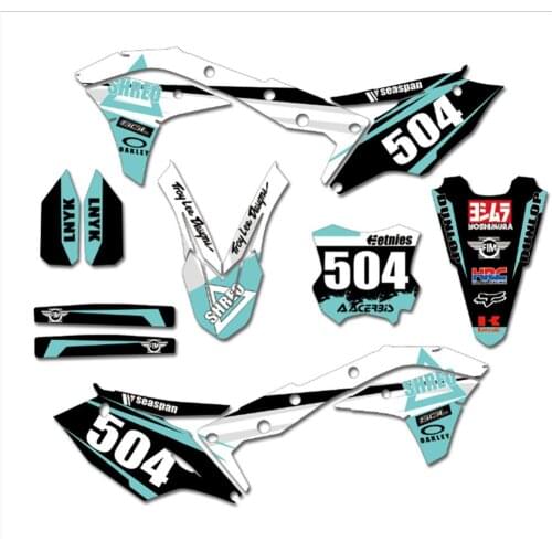 For Kawasaki KX250F KXF250 KXF450 KXF 450 KXF 250 KX 250F 2017-2019 Custom Number Plate Sticker Decals & Backgrounds Graphics
