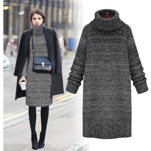 And the wind in the long winter dress Korean dress turtleneck sweater hedging slim backing thickening