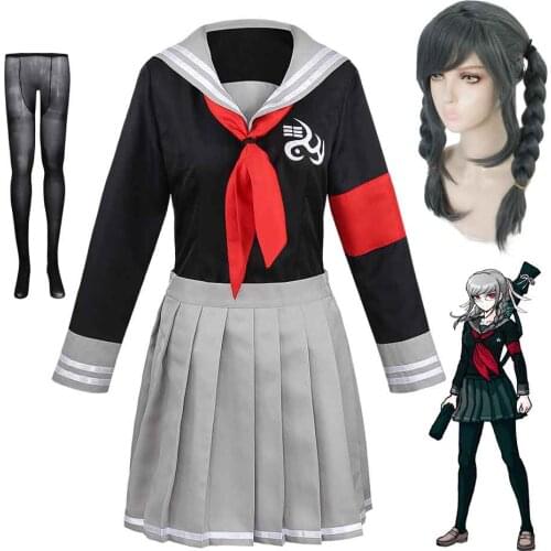 Anime Peko Pekoyama Cosplay Costume Danganronpa Peko Cosplay Wig Schoolgirl Sailor Uniform Women Halloween Paty Costumes