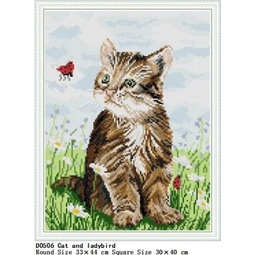 Cat and ladybird Needlework Diamond Painting Animal Cross Stitch 5D DIY Diamond Embroidery Household Adornment Picture