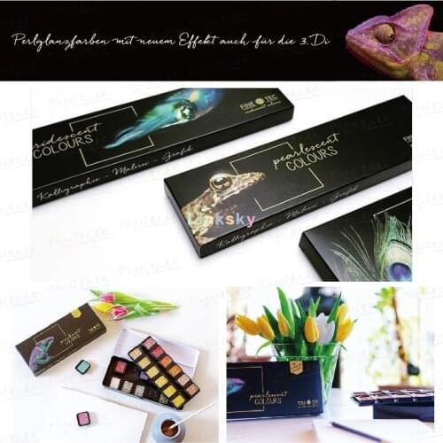 FINETEC Coliro Artist Pearlescent,Watercolor Paint, Assorted Colors,6/12/24 Opaque Paints, Diameter 30 mm, in Metal Case