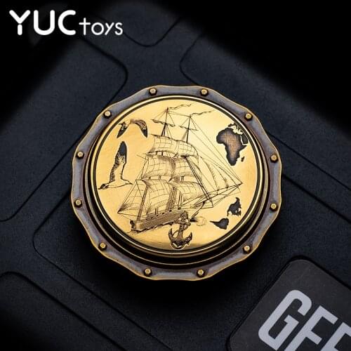 Brass Super Mute Fidget Spinner Sailing EDC Toy for Kids Adults ADHD Senior Hand Fingertip Gyro Relief Stress Boys Gifts