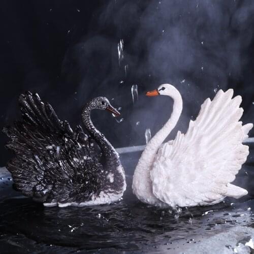 Color changing swan creative home decoration resin lover gift table ornament small size tea pet on tea tray