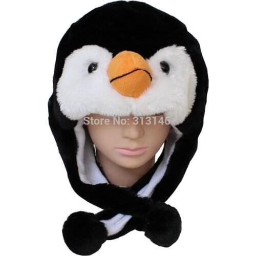 Cute Cartoon Plush Animal Penguin Fuzzy Warm Beanie Hat Winter Adult Women Mens Children Kids Boys Girls Fluffy Cosplay Costume