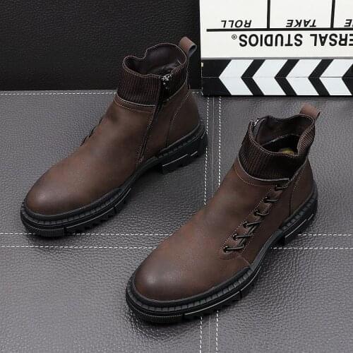 Mens leisure punk nightclub wear desert boots trend platform shoes designer military boot handsome cowboy botas hombre footwear