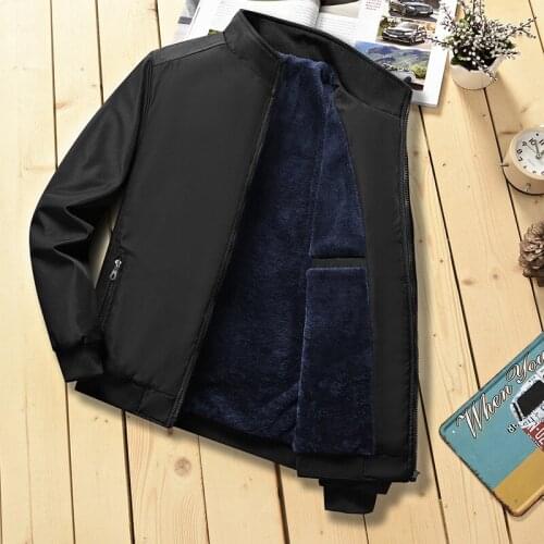 Men Winter Jackets Thick Stand Collar Coats Casual wool liner Warm Fleece Cotton Outerwear Male Clothing Plus Size 5XL zipper