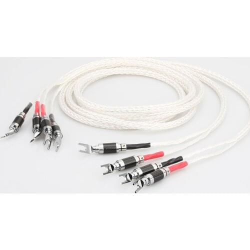 Pair Hifi Audio 8N single silver Plated Twisted Speaker Cable Loudspeaker Cable For HIFI amplifier speaker Audiophile