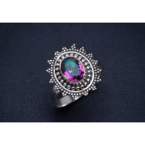 Natural Mystical Topaz Handmade Unique 925 Sterling Silver Ring 6.25 A4133
