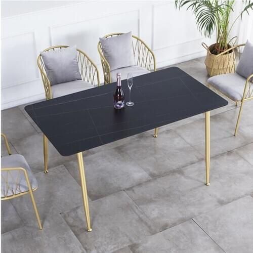 Household small apartment net red light luxury marble dining table and chair combination milk tea shop cafe leisure rectangular