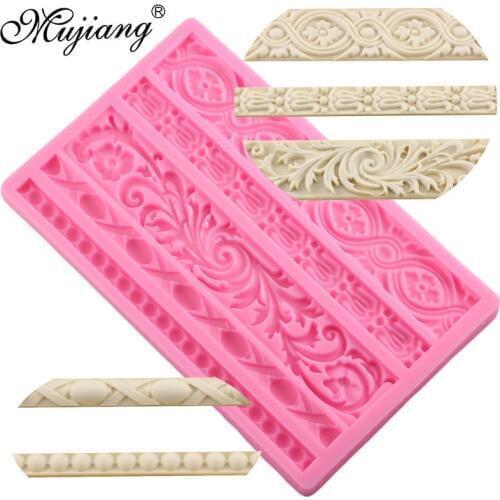 DIY Sugarcraft Cake Border Decorating Frame Silicone Mold Baroque Scroll Relief Fondant Candy Clay Chocolate Gumpaste Molds