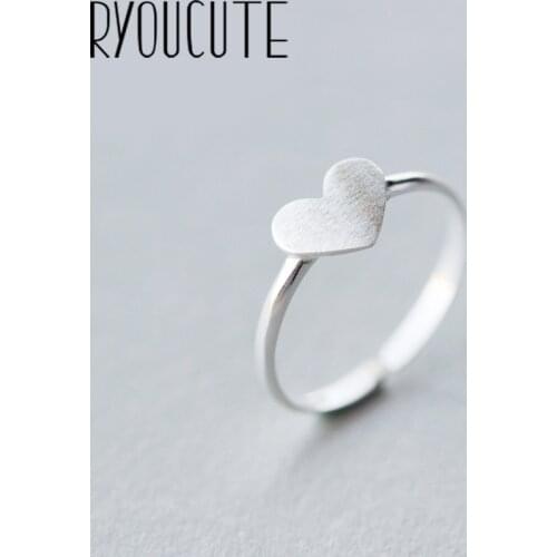 RYOUCUTE Real Silver Color Big LOVE Heart Rings for Women Wedding Jewelry Statement Open Adjustable Size Finger Ring
