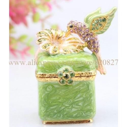 Trinket Box with Birds 2 Birds Jeweled Faberge Inspired Jewelry Gift Box Love Birds Hinged Trinket box Vintage Bird Figurine