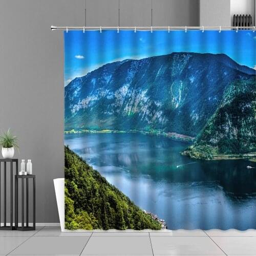 Natural Scenery Shower Curtains Landscape Green Plants Bathroom Home Decoration Curtain Waterproof Polyester Fabric With Hook