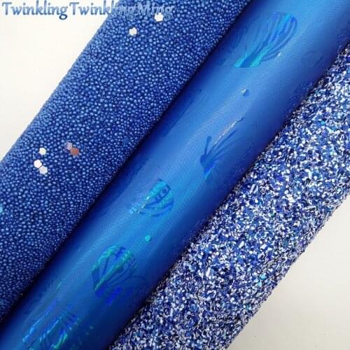 BLUE Pearl Glitter Fabric, Iridescent Faux Fabric, Synthetic Leather Fabric Sheets For Bow A4 21x29CM Twinkling Ming XM867