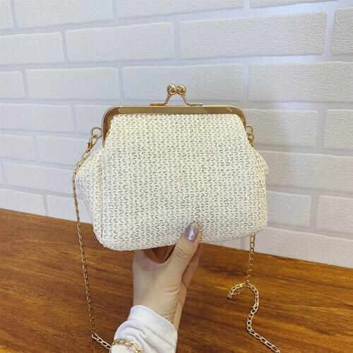 Handbag Summer Simple Women Lady Wild Mini Square Straw Bag Messenger Bag Solid Color
