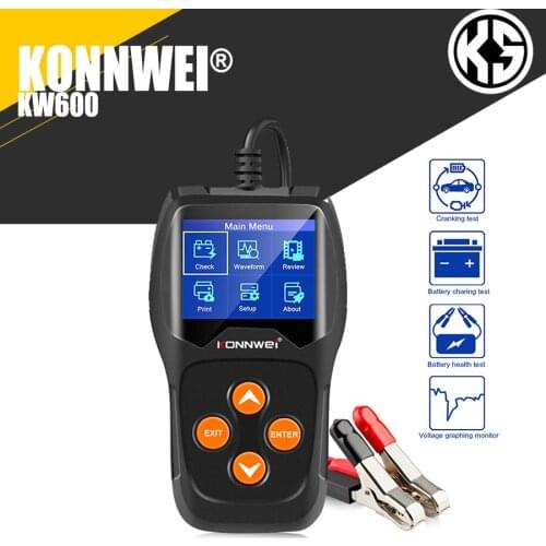 KONNWEI KW600 Car Battery Tester 12V 100 to 2000CCA 12 Volts Battery Tools for the Car Quick Cranking Charging Diagnostic