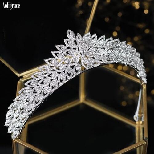 Classic CZ Cubic Zirconia Wedding Bridal Tiara for Bride Sweet 16 Queen Birthday Crown Women Headpieces Hair Accessories Jewelry