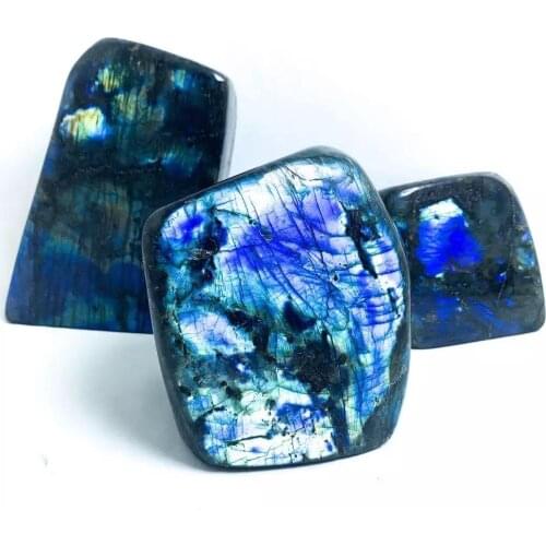 MOKAGY 700g-1100g Natural Blue Labradorite Stone Large Crystal Quartz Decorations 1pc