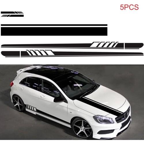 5PCS Fashion WRC Stripe Car Covers Vinyl Racing Sports Decal Auto DIY Full Auto Body Decals Stickers For Car Body Decoration
