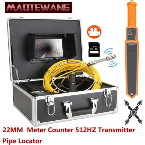 7" Monitor DVR Sewer Pipe Inspection Video Camera with 512HZ Pipe Locator 22MM IP68 HD 1000TVL Camera 12PCS LED Lights