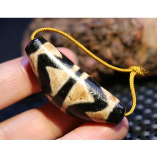 Magic Power Tibetan Old Agate Tiger Tooth Totem Horn Shape dZi Bead Pendant Ward off Evils LZK LKbrother Top Quality UPD1216As