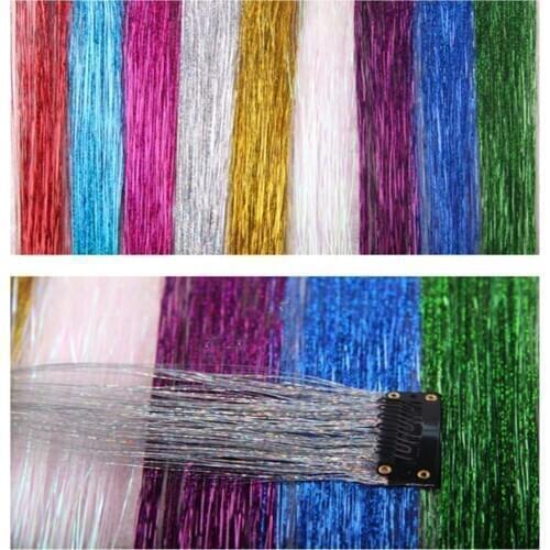 High Quality Women Color Hairdressing Shiny Wire Hair Extension Piece Colorful Shiny Gold Wire Wig Piece Hair Styling Accessory