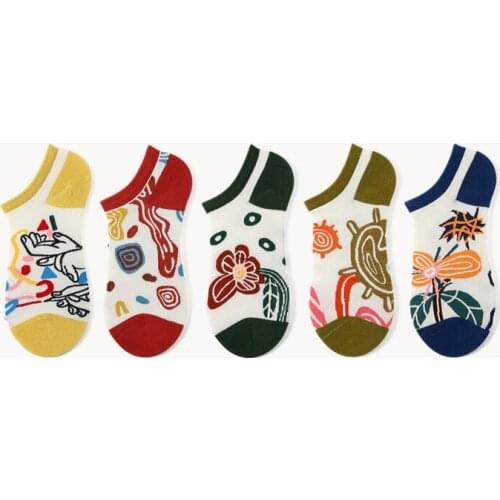 Funny Womens Short Socks New 2021 Fashion Personality Art Printing Pattern Design Female Home Apparel Breathable Cotton Sock