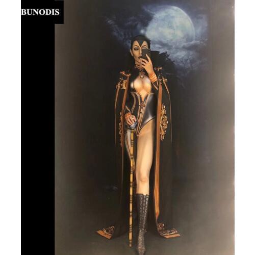 ZD362 Hallowmas Clothed Sorceress Jumpsuit & Cloak 3D Printed Personality Costumes Nightclub Party Stage Wear Show Time