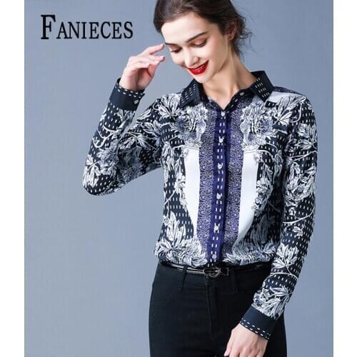 Runway Bow Blouse 2020 New Fashion European Style Elegant Women Print bow Collar Casual Shirt Office Work Tops Blusa Feminina