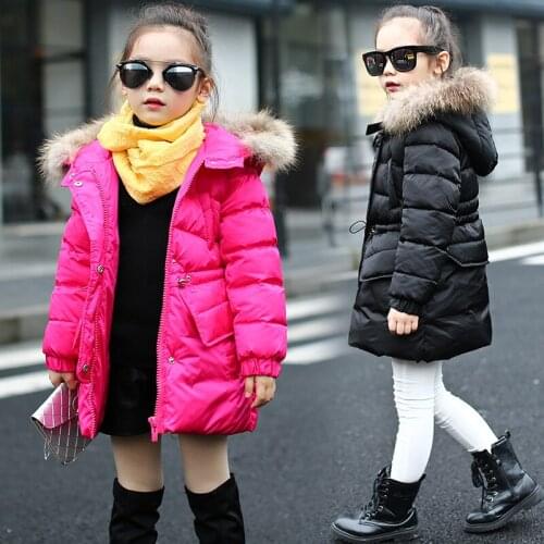 2019 Jackets For Girls Winter Coats Children Clothing Fur Collar Hooded Thick Warm Winter Jacket Kids Clothes 5 Colors Age 3-15Y