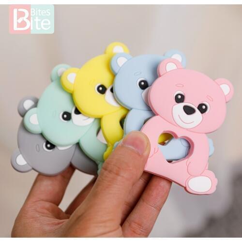 Bite Bites Silicone Bear Teethers Baby 1pc Food Grade Diy Stroller Accessories Nursing Pacfier Chain Tiny Rod Baby Shower Gifts