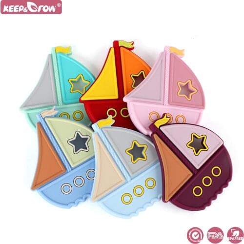 Keep&Grow 1pc Silicone Teether Ship Cartoon Food Grade DIY Baby Teething Pacifier Necklace Accessories Tiny Rod Infant Molar