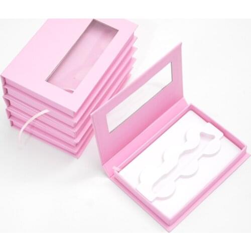 10/Pack Wholesale 3pairs Eyelashes Box Package Lash Book Packaging 25mm Mink Eyelashes Pink Storage Boxes Case Makeup Vendors