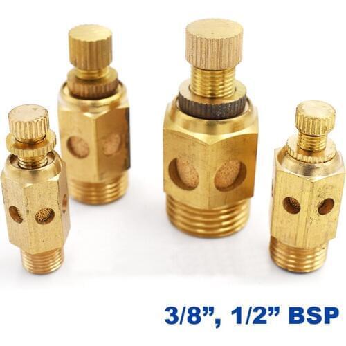 10pcs a lot brass adjustable muffler exhaust valve 3/8 1/2 pneumatic throttle silencer PLL solenoid valve connector with cover