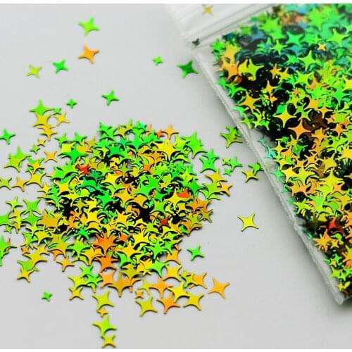 10g// Mixed Four Angles Star Chameleon Glitters Varnish Chip For UV Gel Nail Polish Manicure Styling Craft Glitter Sequins 3-5mm