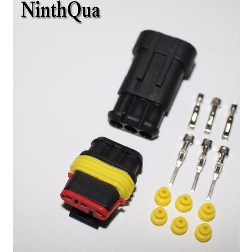 2Sets 1.5 3Pin AMP HID Waterproof Connector 3P Electrical Wire Male Female Plug Jac for Car Auto Automobile Motorcycle