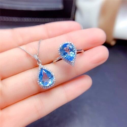 2021 Trendy Crystal Yellow Water Drop Jewelry Set Pendant Necklace Earrings Ring For Women Wedding Accessories Lucky Choker Gift