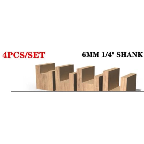 4pcs 1/4 Inch Shank Hinge Mortise/Template Router Bit 6mm/6.35mm Shank Tenon Cutter For Woodworking Tools Bottom Cleaning Bit