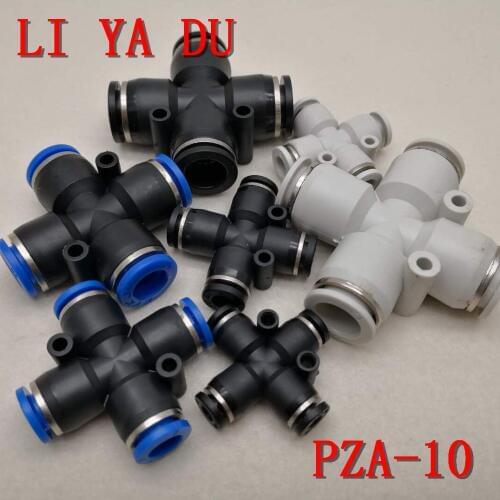 4PCS/LOT PZA-10 cross four-way joint pneumatic quick connector pipe joint