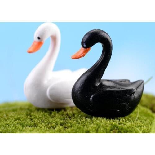4 pcs Moss Micro Landscape Decoration Simulation Cartoon Black And White Swan Pvc Doll Handle Doll