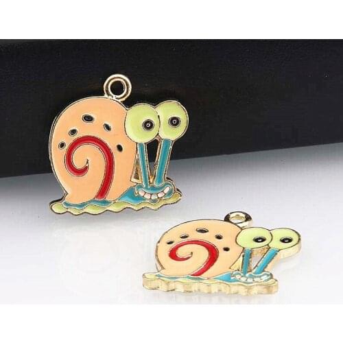5pcs Gold Color 20x19.5mm Enamel Cartoon Snail Charms Animal Pendant For DIY Metal Jewelry Making Handcrafted Accessories