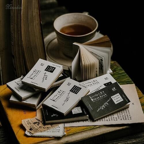60pcs/lot Vintage little black book series Mix material paper DIY scrapbook album mobile phone diary decoration material paper